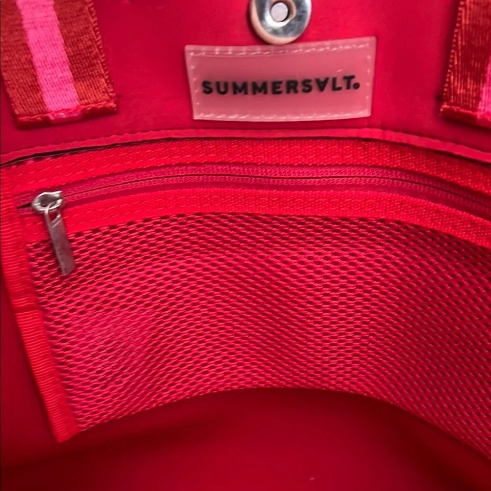 Summersalt Pink and Red Tote Bag with Minimalist Design